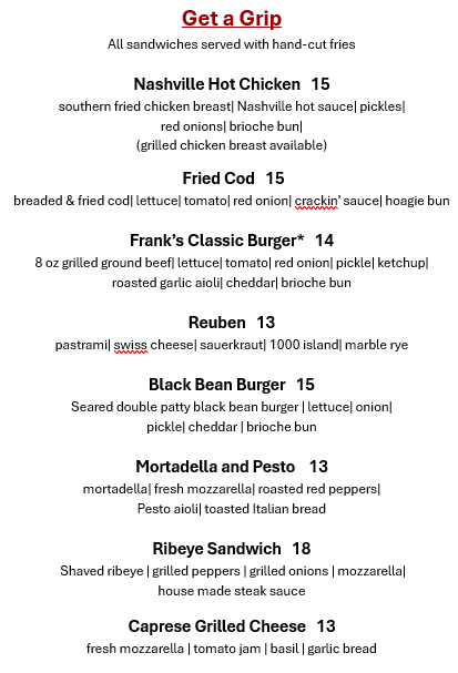 Menu Frank G's Place-1