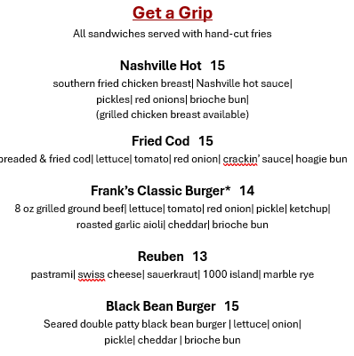 Menu Frank G's Place-7